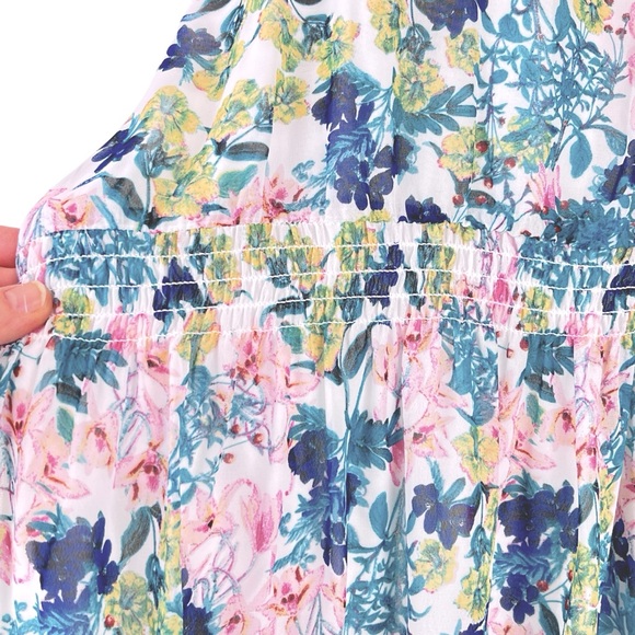 NEW Taylor Floral Print Chiffon Dress Smocked Waist V-Neck A-Line Tiered 20W NWT - Picture 9 of 16